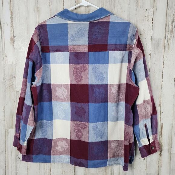 White Stag Leaf Patchwork Button Down Shirt Size 16W - Picture 2 of 8